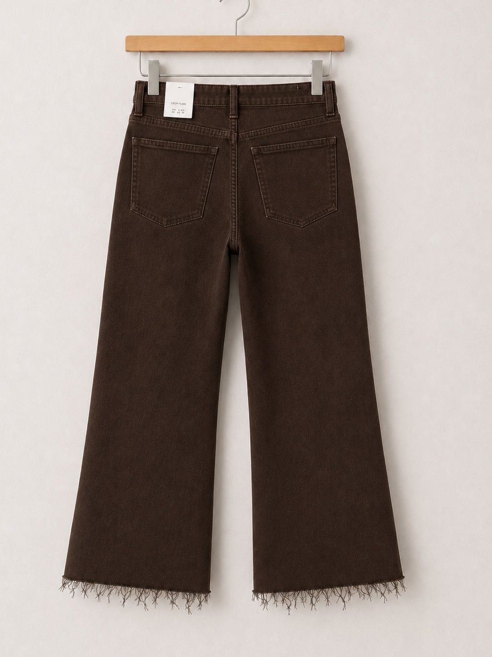 Zara Rich Chocolate Brown Wide Leg High Rise Frayed Hem Cropped Jeans Size 8 NWT - Picture 5 of 10